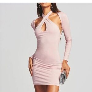 SER.O.YA LANA dress Pastel Pink 2pc halter shrug NWT